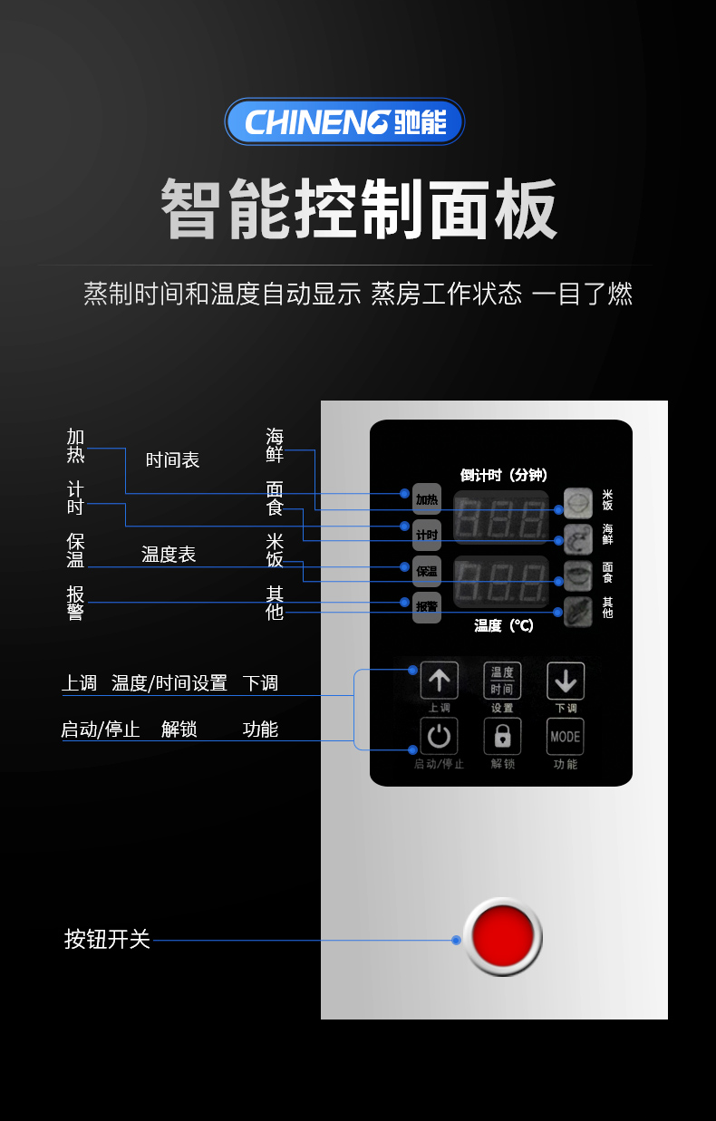 推車式蒸柜控制面板